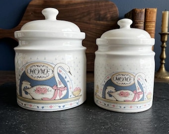 Charming Vintage Country Swan Canister Set - Set of 2