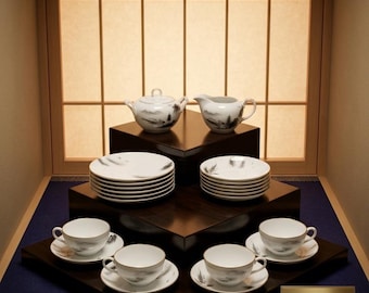 Elegante juego de té Fukagawa modelo Arita n.° 903 - Juego de 21 piezas