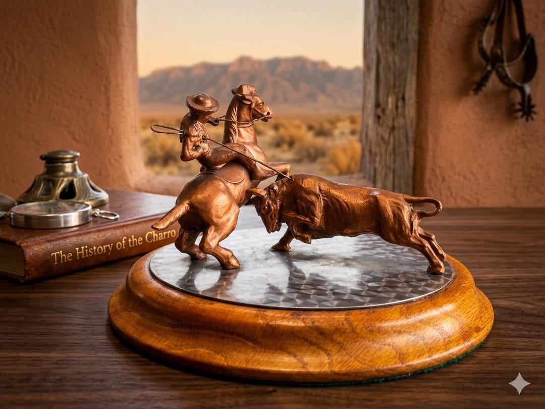 Vintage Western Rodeo Sculpture: Charro & Bull - Etsy