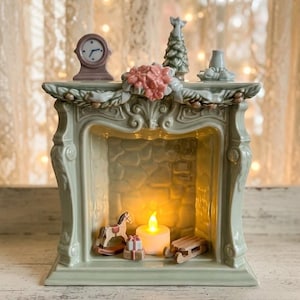 Vintage O’Well Pastel Ceramic Christmas Fireplace – Holiday Mantle Decor