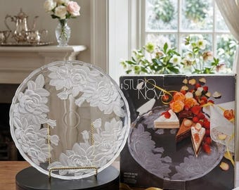 Studio Nova "Winter Rose" Frosted Glass Platter – 12" Round