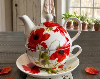 Vibrant Poppy Tea-for-One Set | Gracie China by Coastline Imports