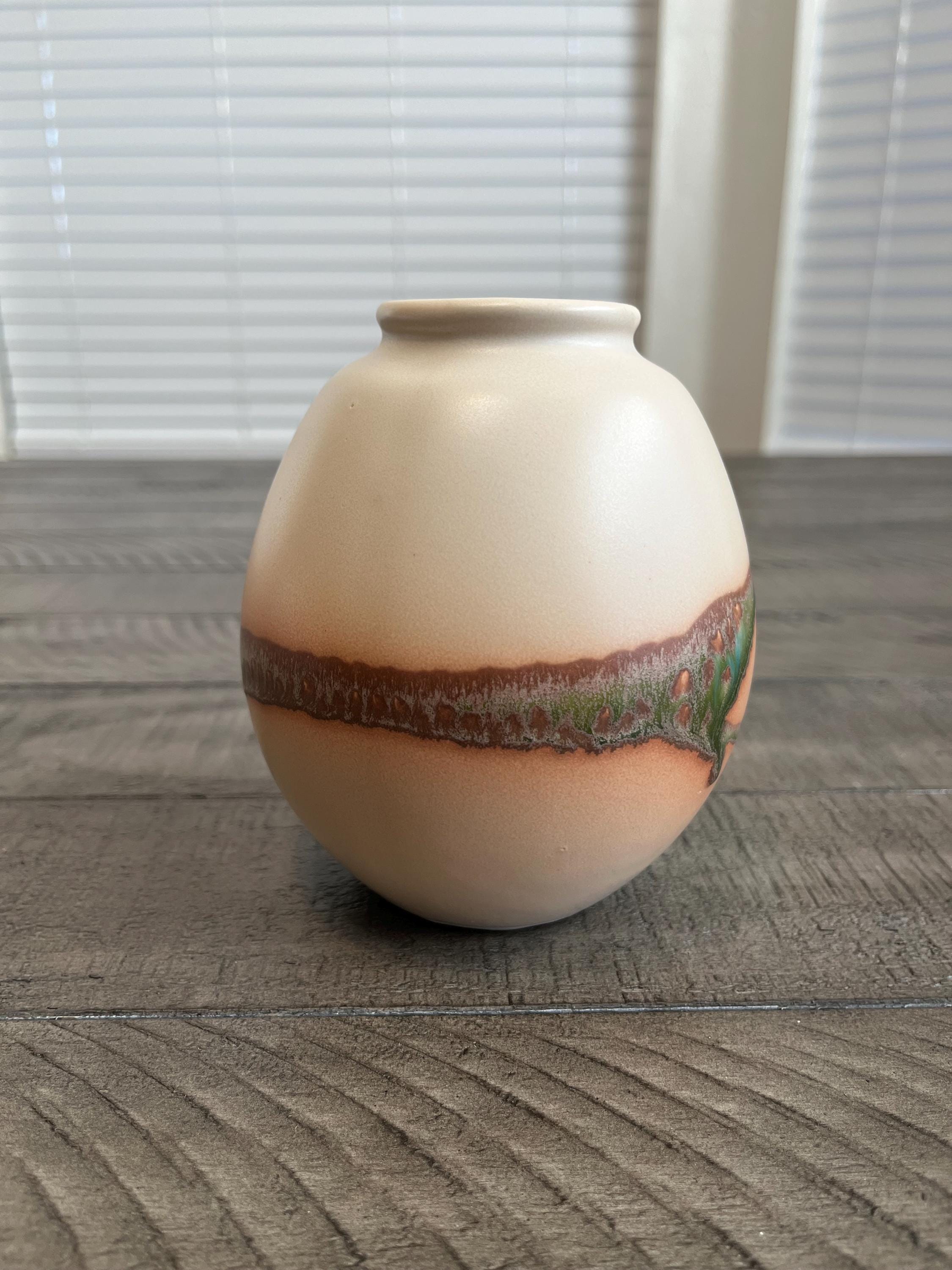 Vintage Bud Vase – Matte Sand Glaze With Earthy Green & Copper Toned ...