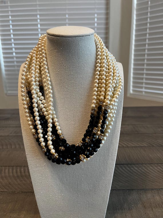 Vintage-Style Multi-Strand Statement Necklace - F… - image 1