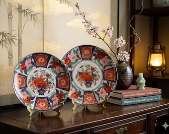 Japanese Porcelain Floral Display Plates - Set of 2