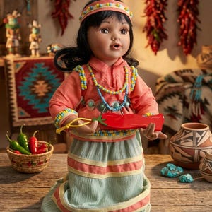 Beautiful Native American Inspired Porcelain Doll – "Little Chili" Collector’s Item