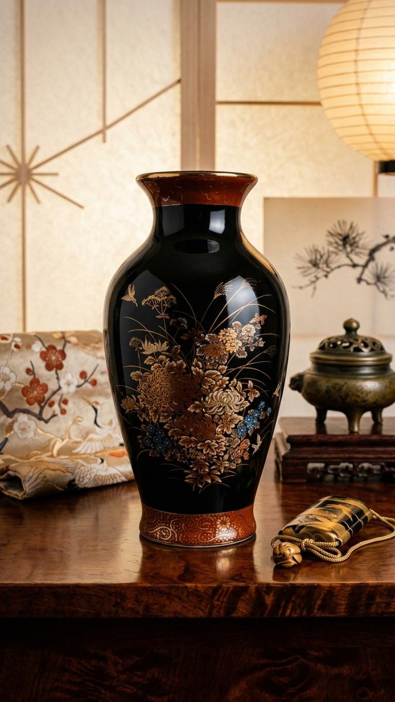 Gilded Black Vase - Etsy