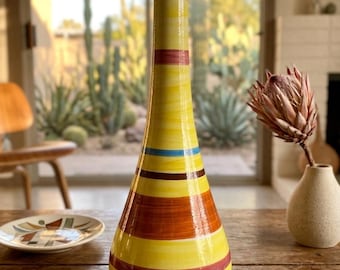 Mid-Century Modern Secla Portugal Hand-Painted Ceramic Decanter