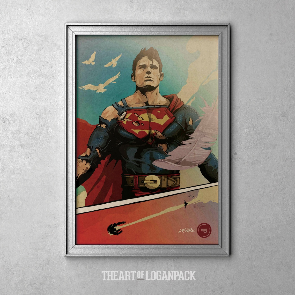 Superman Man of Steel Original Art Poster Etsy
