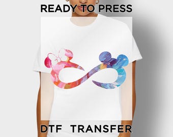 Mickey Minnie Infinity Ready To Press Dtf,  Valentine's Day Print Transfer, Heat Press, Disney Love Shirt