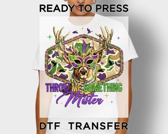 Mardi Gras Deer Mask DTF Transfer, Carnival Quote, Heat Press