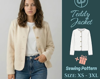 Mönster för mysig teddyjacka | Nybörjarvänlig, storlekar XS-3XL (PDF-nedladdning)