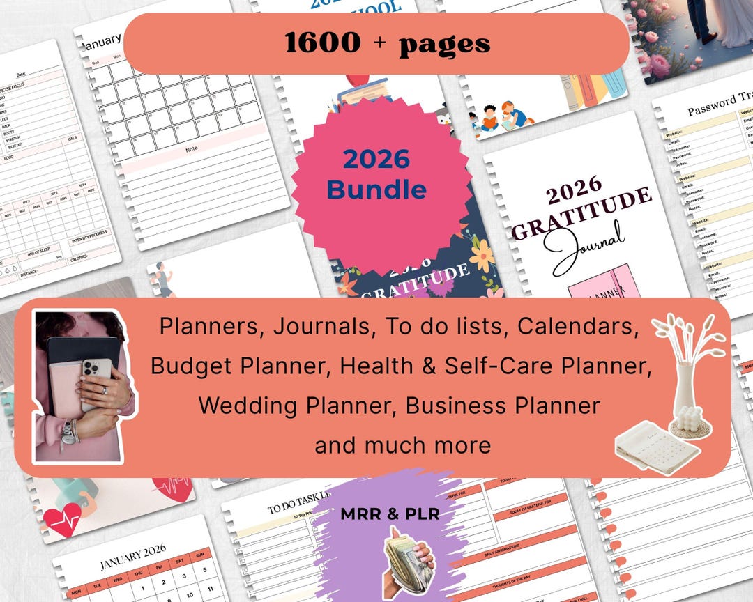 2026 Digital Planner Bundle | 1600+ Canva Pages | PLR MRR | Budget ...