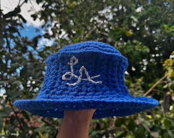 Crochet Dodgers bucket hat