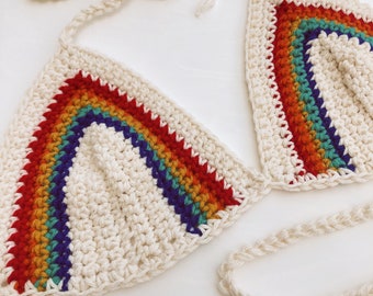 Rainbow Crochet Bikini Top