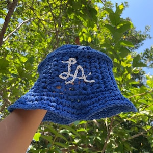Crochet Dodgers bucket hat