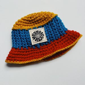 Color Block Crochet Bucket Hat - Etsy