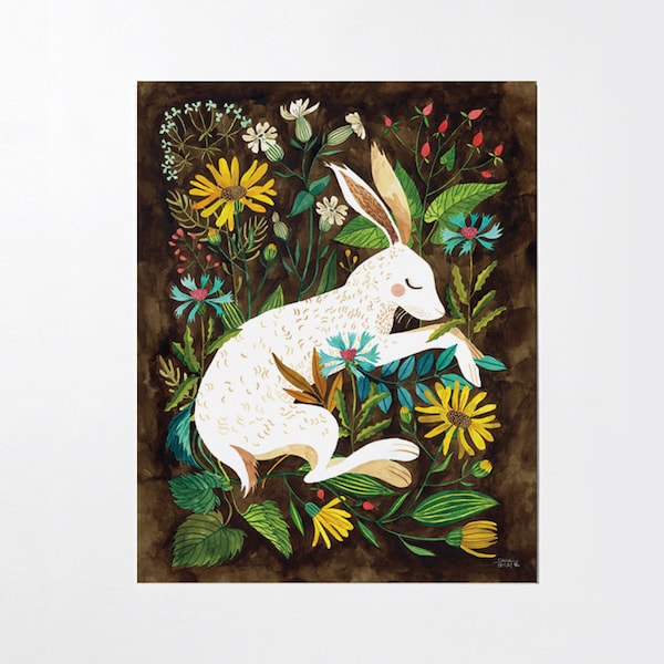 Sleepy Hare - 8 x 10 kunst print