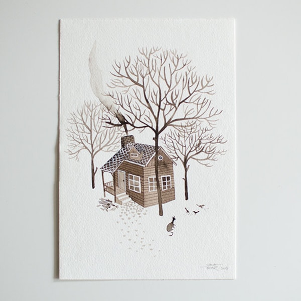 House - original watercolor illustration