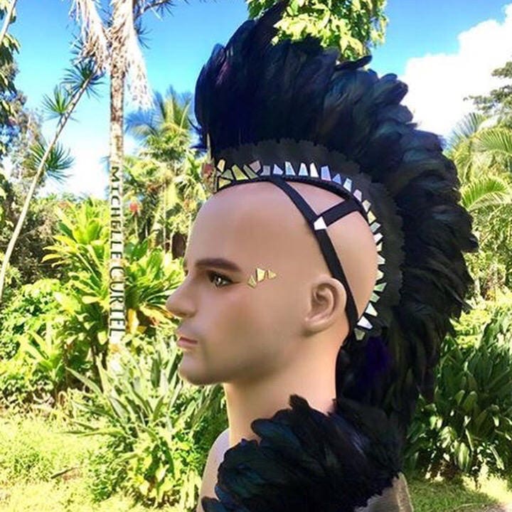 Made To Order Customizable Feather Mohawk Headdress Goth