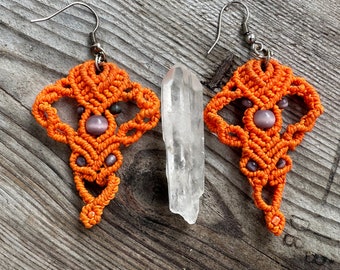 Bright Orange  Macrame earrings made by the Shipibo Tribe in Iquitos, Peru