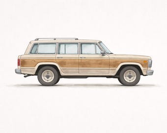 Impresión de arte mural de camioneta vintage, ilustración de coche retro, póster de coche clásico, decoración infantil neutra, arte minimalista de coches, descarga digital