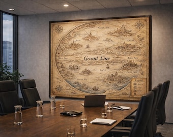 Mapa del mundo de fantasía imprimible para pared, decoración de oficina de estilo vintage, descarga digital 4K