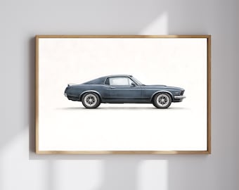 Arte mural de coches clásicos musculosos PNG, póster de coches clásicos para habitación de niño, arte imprimible de coches retro, decoración para habitación infantil, descarga digital