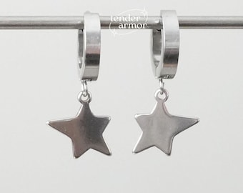 Onregelmatige Star Huggie-oorringen • Roestvrij staal • Y2K Alt Grunge Star-oorringen • 1 paar