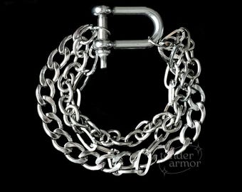 Drievoudige schakelarmband met gesp • Roestvrij staal • Chunky industriële punk-grunge Goth Alt-armband