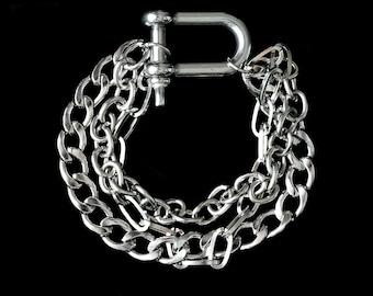 Buckle Triple Chain Armband • Edelstahl • Industrial Punk Grunge Goth Alt Chunky Armband