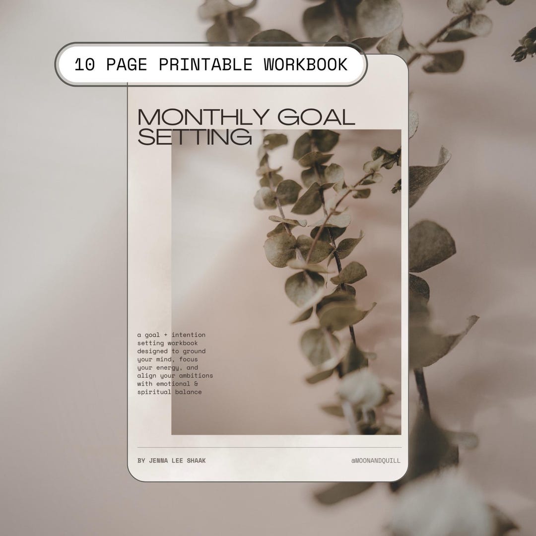 Monthly Goal Setting Workbook | 10-page Guided Planner for Intentional ...