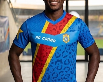 DRCレオパードサッカージャージ、RDコンゴサポータージャージ、名前と番号入り、Camisa De Futbol