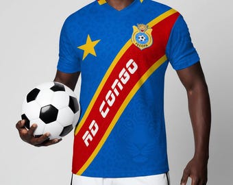 Camiseta de fútbol Leopard de la RDC, camiseta de aficionado de la RD Congo, nombre y número personalizados, Camisa De Futbol
