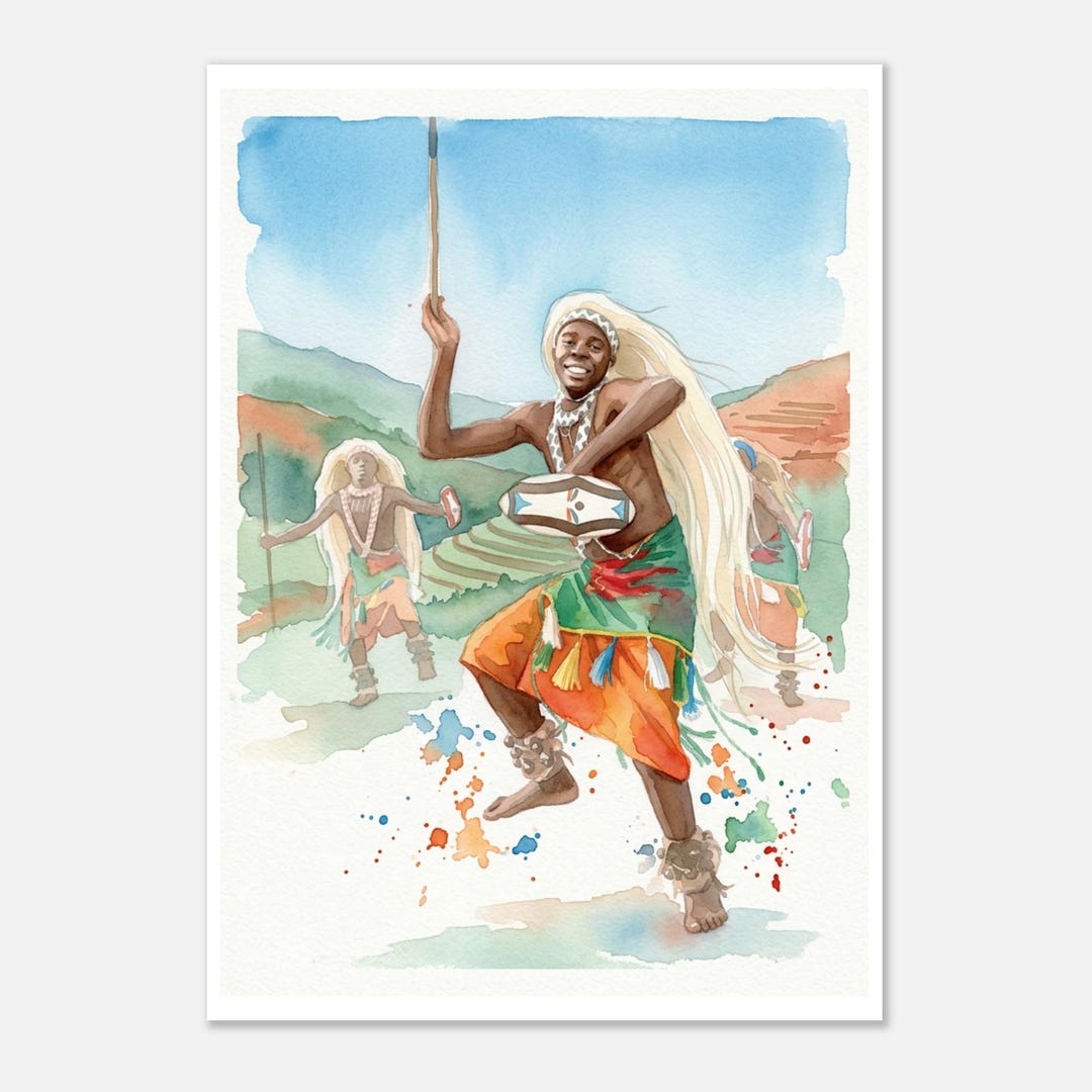 Rwandan Dancer Art Print | Intore Traditional Dancer Poster | Rwanda ...