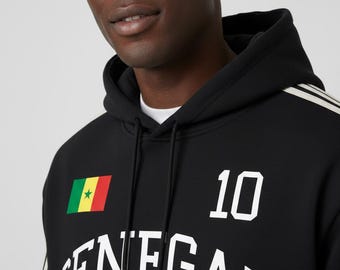 Senegal Side Stripe Drop-Shoulder Hoodie – Unisex Oversized Fleece