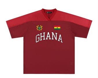 Ghana Black Star Oversized Football Shirt, Soccer Jersey, Custom Name Number (Unisex) - Oversized