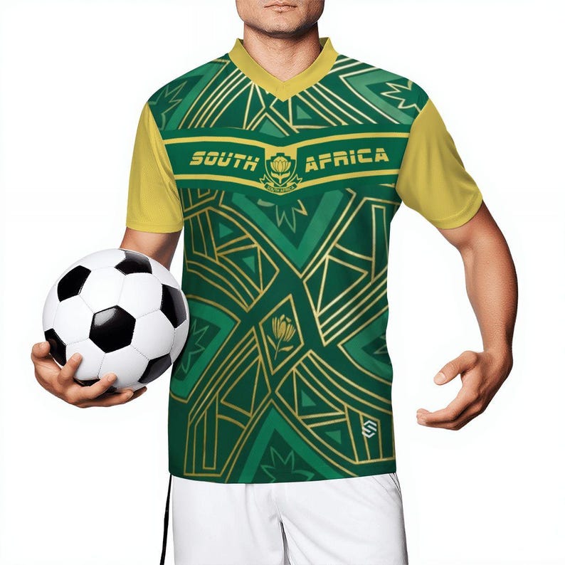 Maillot de fan de rugby de l'Afrique du Sud, t-shirt de supporter vert or, numéro personnalisé image 4