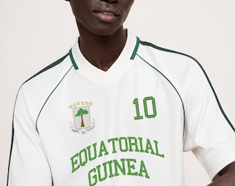 Equatorial Guinea Shadow Stripe Collared Soccer Jersey