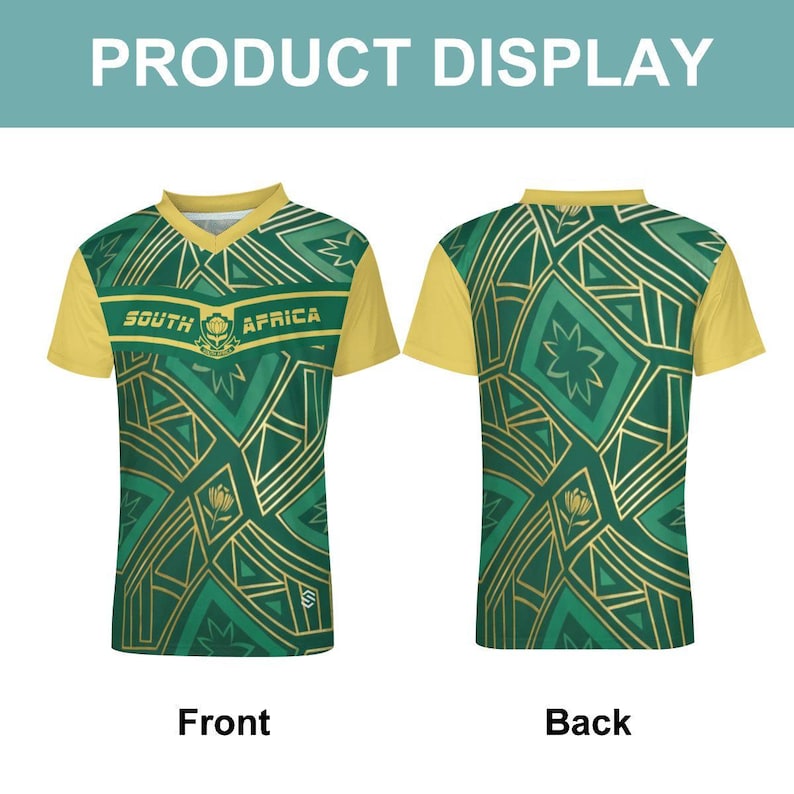 Maillot de fan de rugby de l'Afrique du Sud, t-shirt de supporter vert or, numéro personnalisé image 8