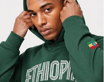 Ethiopia Oversized Fleece Hoodie with flag on sleeve