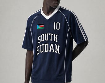 South Sudan Shadow Stripe Collared Soccer Jersey