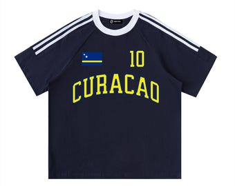 Curacao Contrast Tape Crewneck Cotton T-Shirt, World Cup 2026