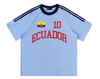 Ecuador Contrast Tape Crewneck Cotton T-Shirt, world cup 2026
