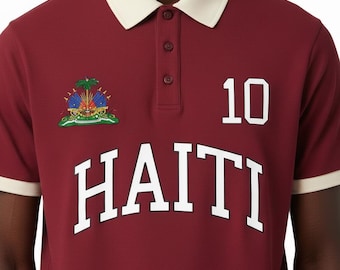 Haitian Polo Shirt with Coat of Arms | Ayiti Pride Caribbean Heritage Apparel