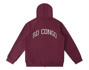 DRC Leopard Soccer Hoodie, RD Congo Supporter, Personalized Name & Number, RDC world cup 2026