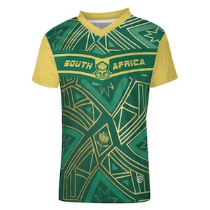 Maillot de fan de rugby de l'Afrique du Sud, t-shirt de supporter vert or, numéro personnalisé image 1