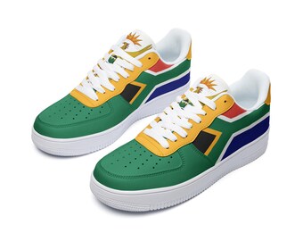 Südafrika Flagge Leder Sneakers, Unisex Low Top Streetwear Schuhe