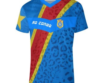 DRC Leopard Fußballtrikot, RD Kongo Unterstützertrikot, personalisierter Name und Nummer, Camisa De Futbol