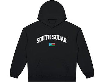 South Sudan Flag Hoodie – Heavyweight Cotton Blend Pullover (420 gsm)